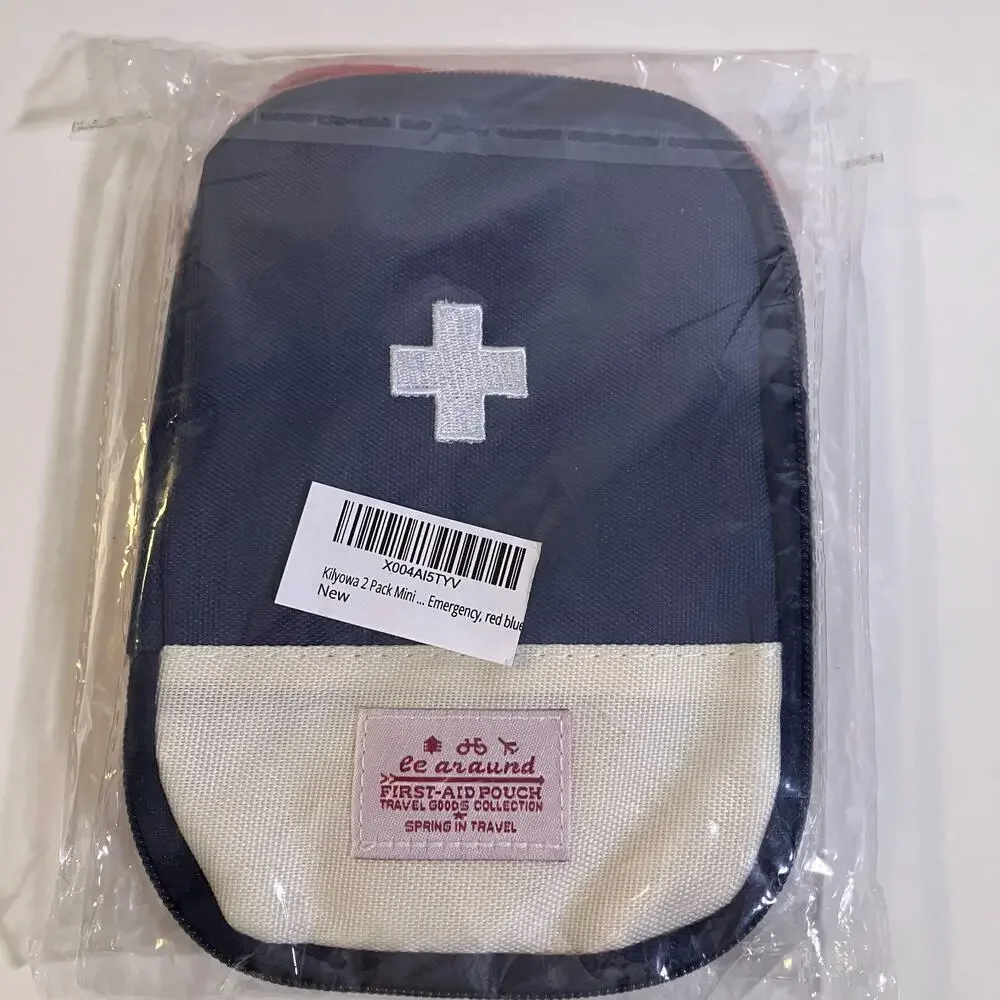 Kilyowa First Aid Pouch 2 Pack Mini Travel Organizer Red Blue Medical Emergency‎